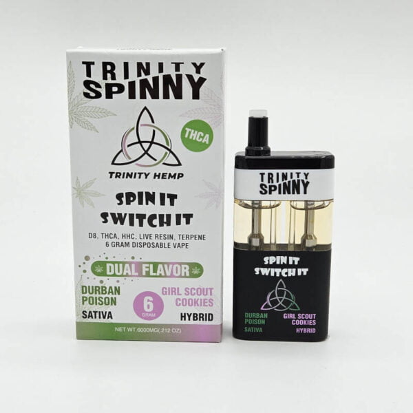 Trinity spinny thca switch disposable vape Durbon posion Girl scout cookie