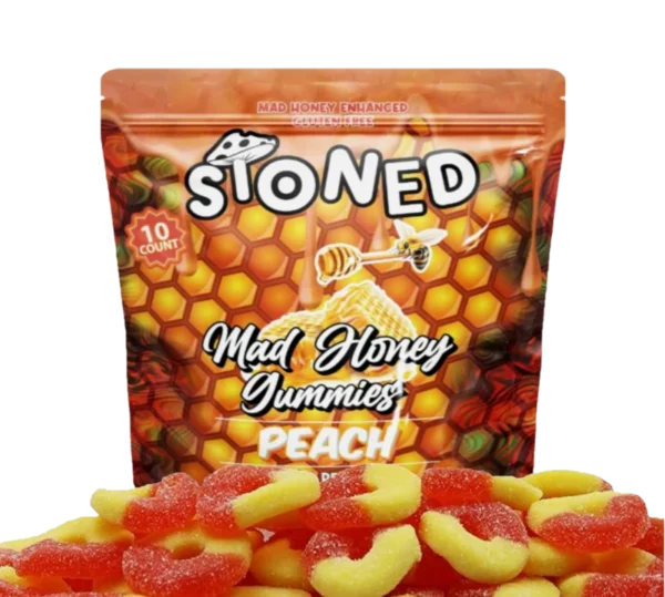 Stoned Mad Honey Gummies peach