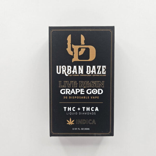 Urban Daze 3g thca liquid diamonds disposable vape grape god