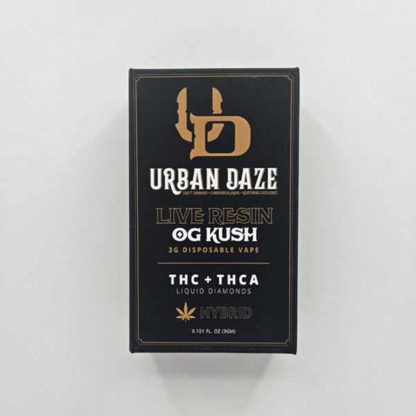 Urban Daze 3g thca liquid diamonds disposable vape og kush